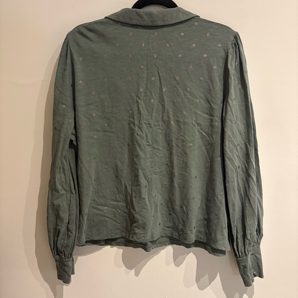Boden Cotton Collared Notch Neck Cotton Top Alder Foil Flower Size 16/18 - Picture 7 of 9